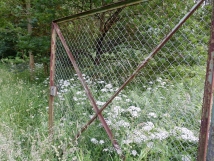 hubbelrath valley trail rusted gate among weeds